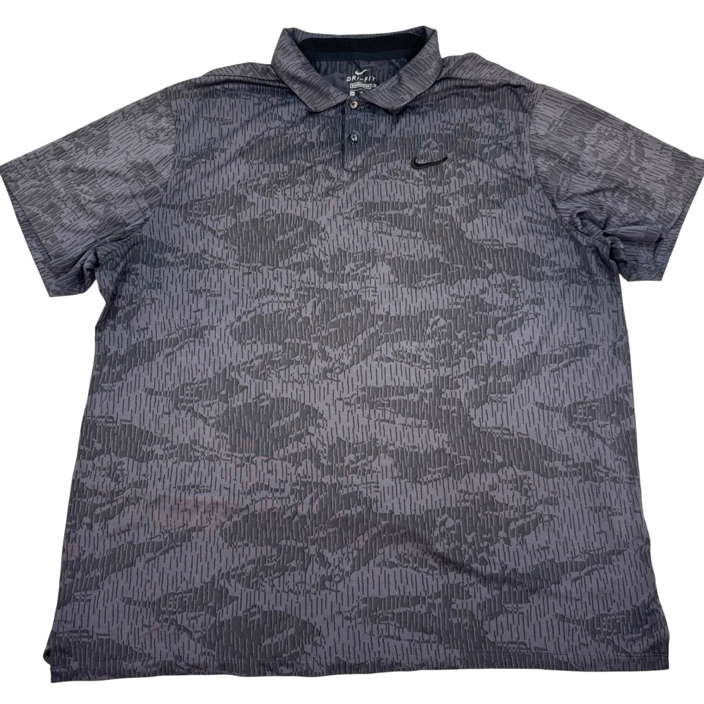 Nike Mens Dri-Fit Standard Fit Camo Golf Polo Shirt Gray XXL AJ5477-060